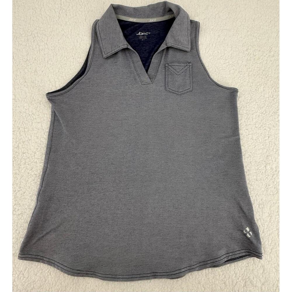 Jofit White‎ Collared Vneck Chest Pocket Sleeveless Polo Shirt Size Medium